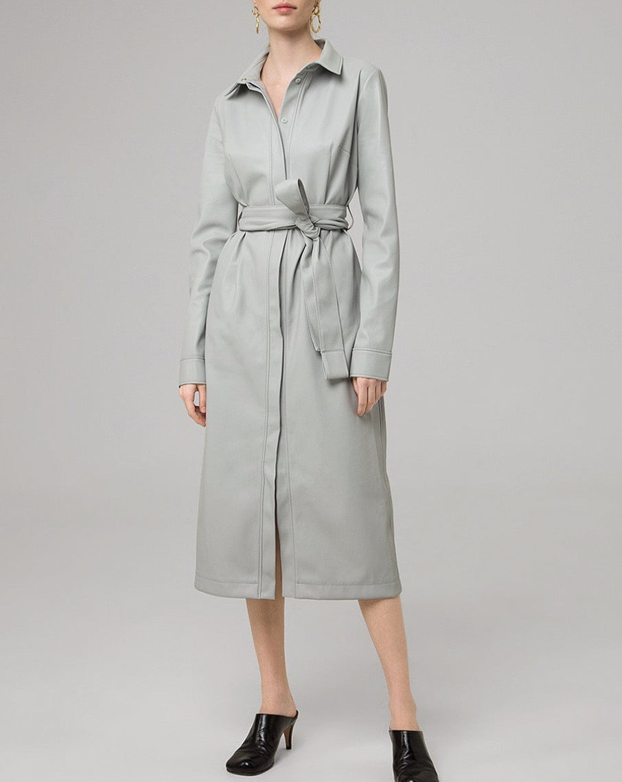 Gray dress made of eco-leather from Olēnich