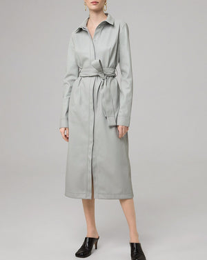 Gray dress made of eco-leather from Olēnich