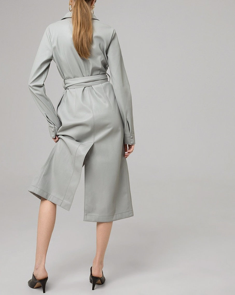 Gray dress made of eco-leather from Olēnich