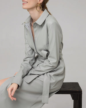 Gray dress made of eco-leather from Olēnich